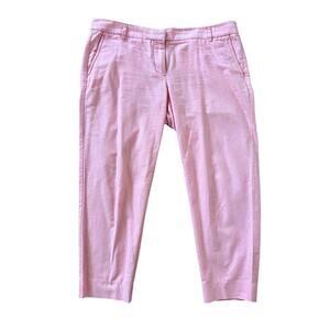 J.Crew Women's Pink 100% Cotton Trousers 14 Tapered Leg Pant Soft Twill